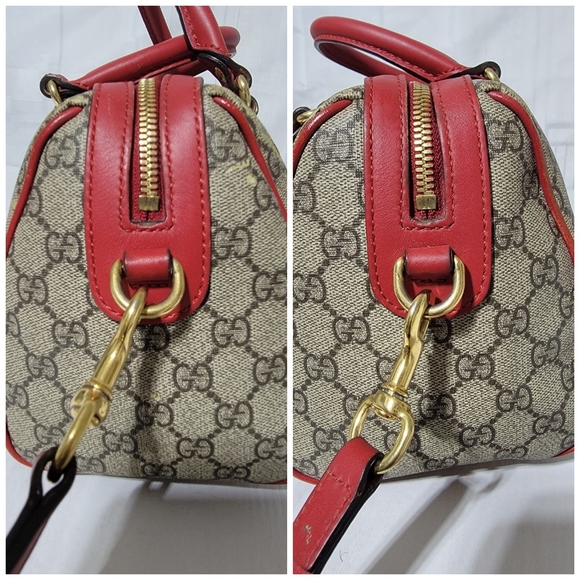 GUCCI GG Supreme Monogram Kingsnake Heart Embroidered Small Boston Bag - Picture 7 of 14